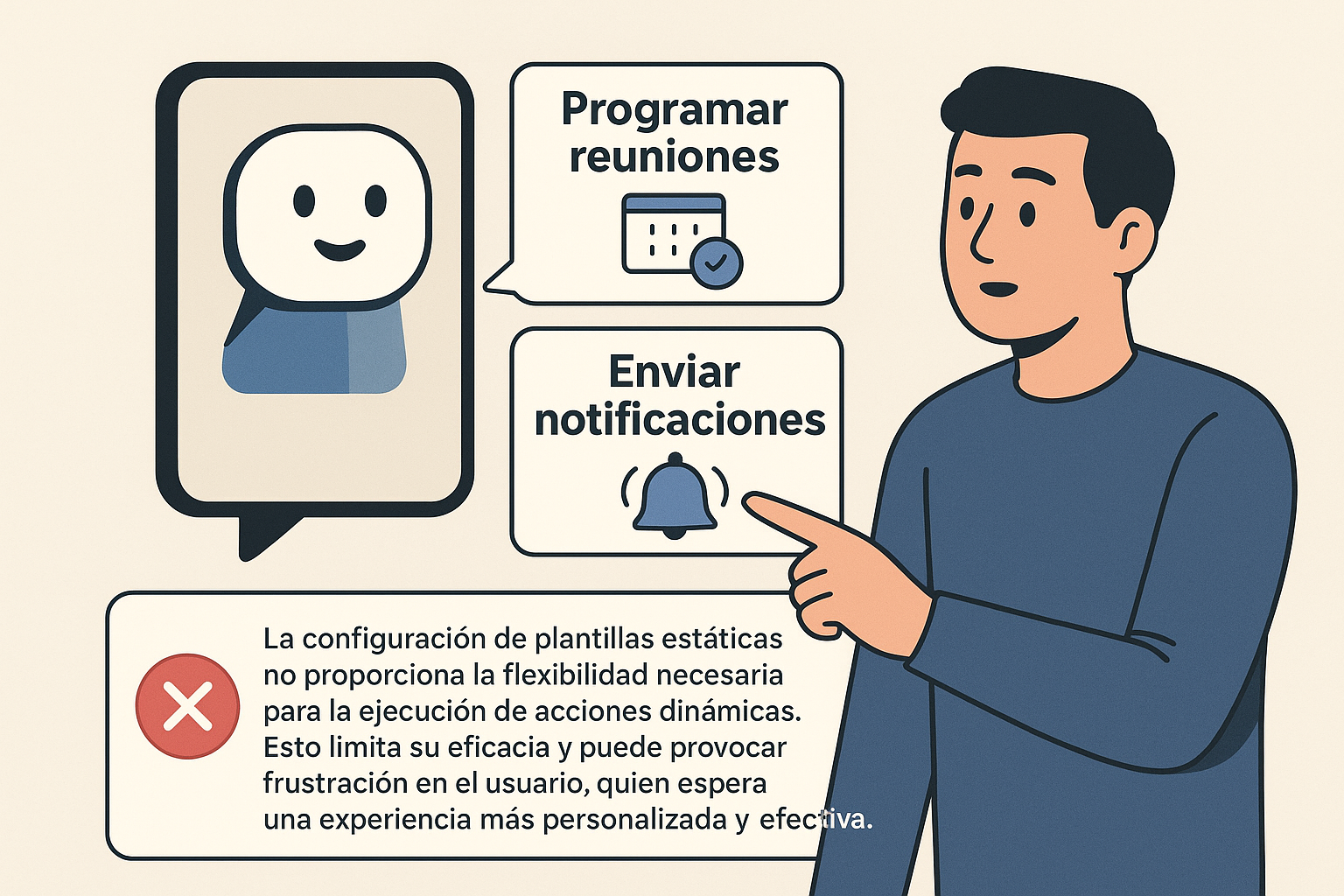 Acciones basadas en solicitudes de usuario, como programar reuniones y enviar notificaciones